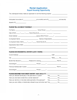 Free Rental Application Form - PDF | Word – eForms