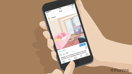 tenant looking at instagram post about room rental