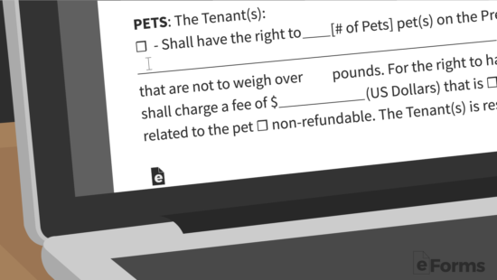 landlord filling out pet section of residential lease agreement