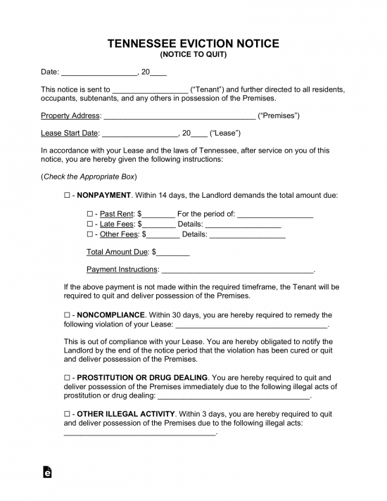 Tennessee Eviction Notice Forms (5)