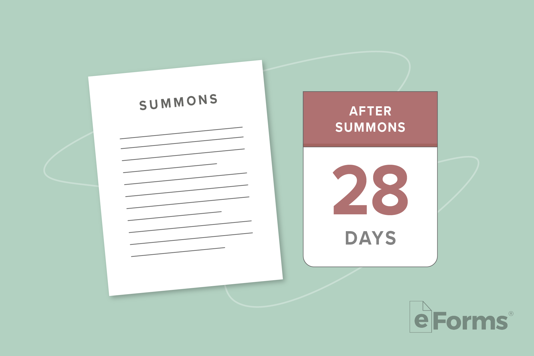 Summons document next o calendar page with the number 28.