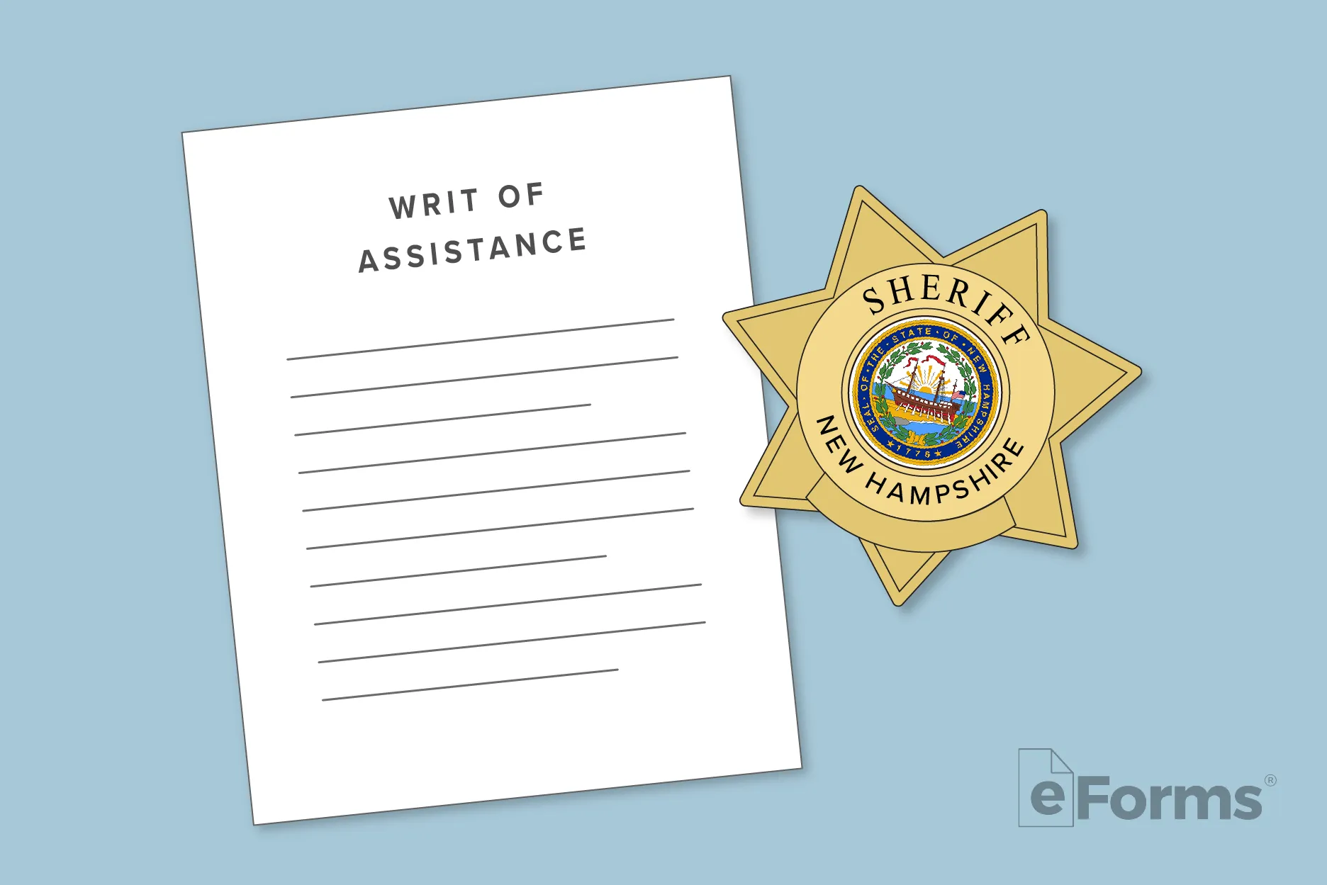 Writ of Assistance document with sheriff badge.