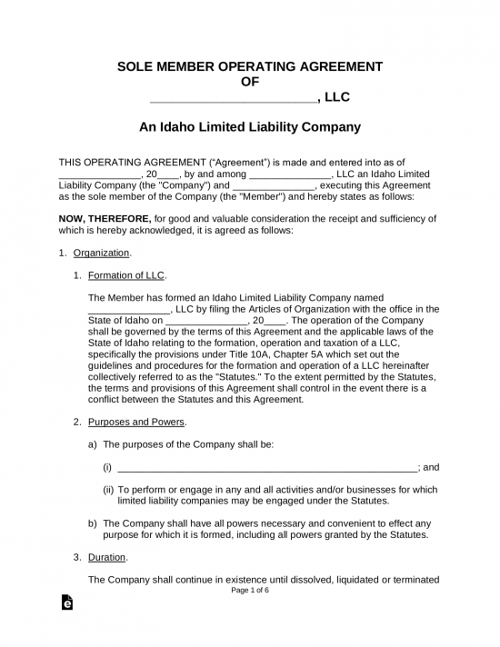 free-idaho-single-member-llc-operating-agreement-form-pdf-word-eforms
