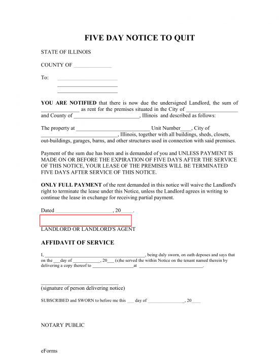 Illinois 5-day Notice To Quit Forms (2) 