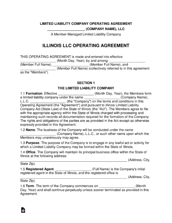 Illinois Multi-Member LLC Operating Agreement Form - eForms