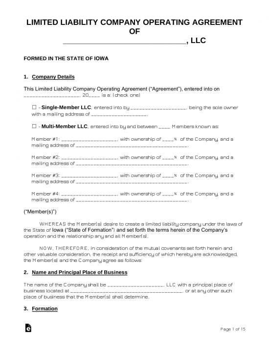 Iowa LLC Operating Agreements (2)