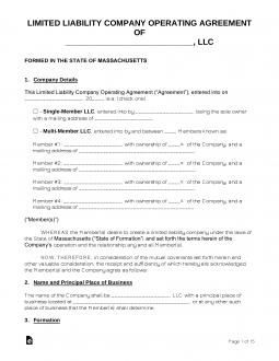 Massachusetts LLC Operating Agreements (2)