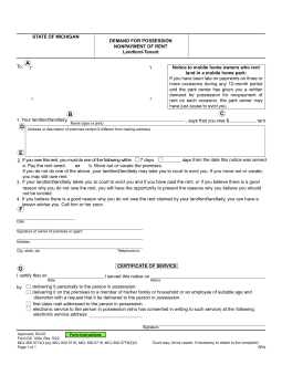 Michigan 7-Day Notice to Quit Form | Non-Payment of Rent