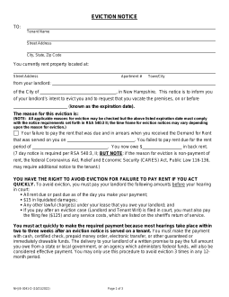 New Hampshire Notice to Quit Form | FOR MOST TYPES