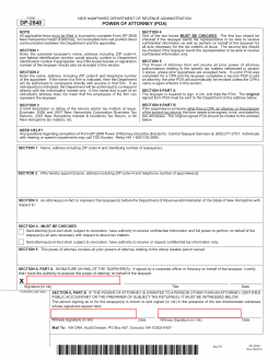 New Hampshire Tax (Dept. of Revenue) Power of Attorney (Form DP 2848)