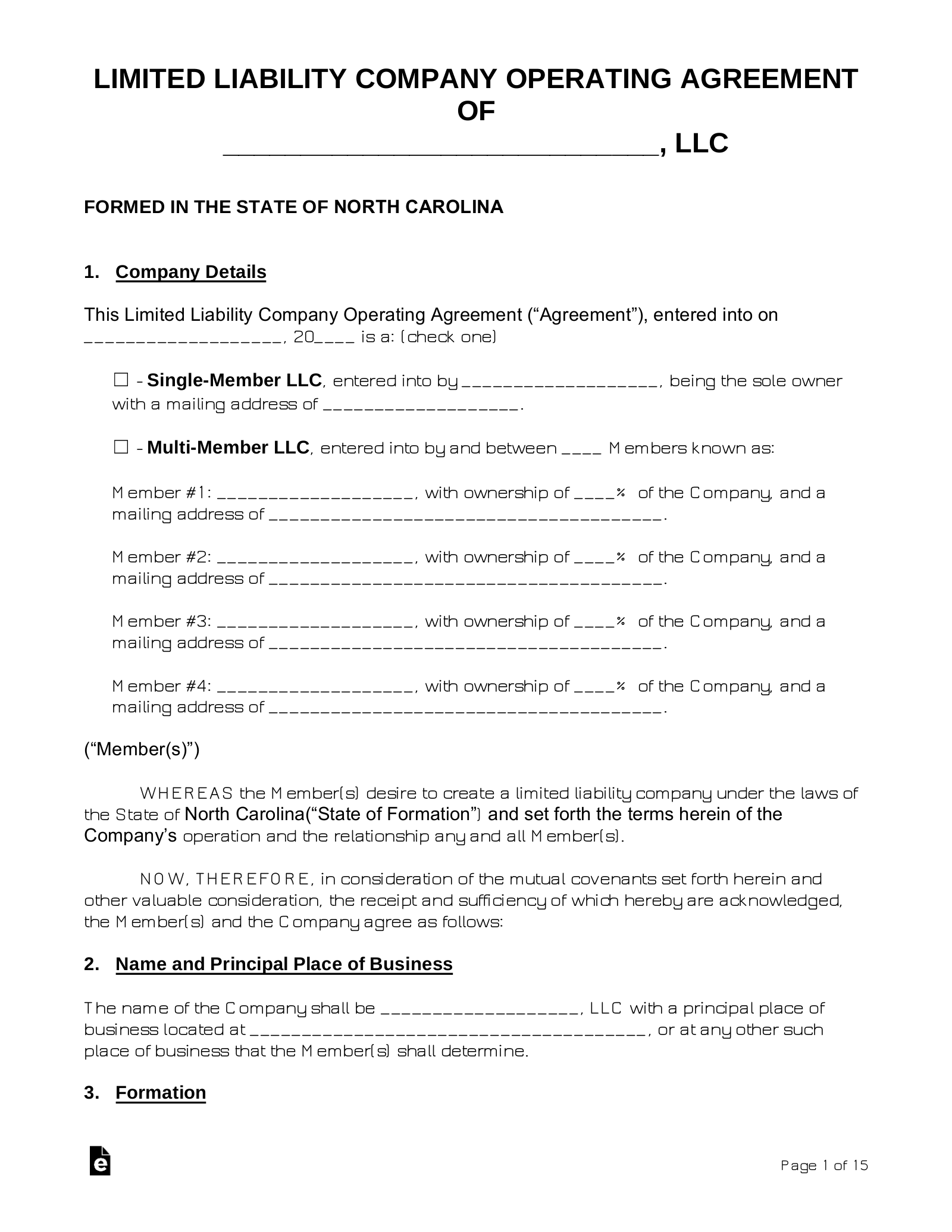 North Carolina LLC Operating Agreements (2)