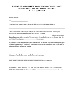 Rhode Island 24-Hour Notice to Quit Form | Illegal Activity