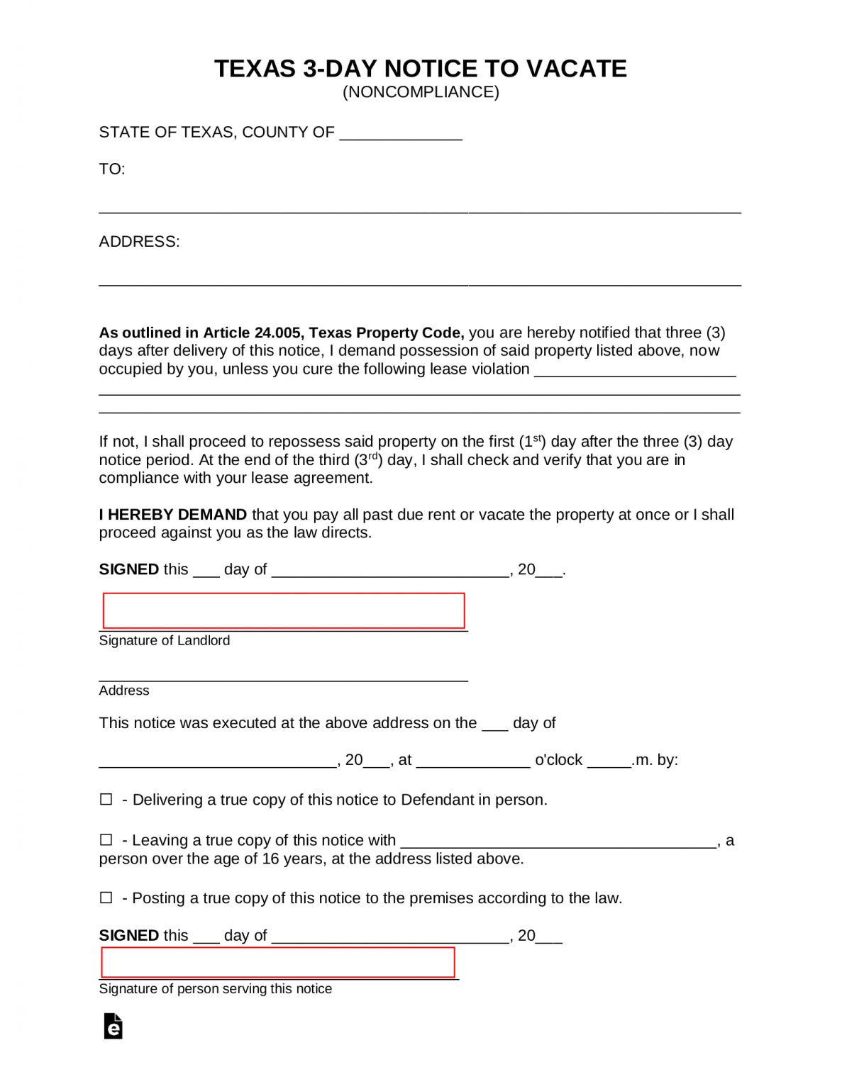 Free Texas 3Day Notice to Quit Form PDF Word eForms