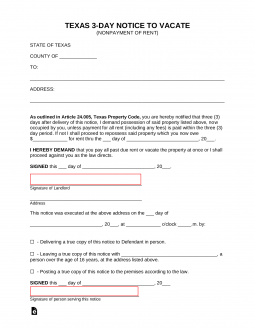 Texas 3-Day Notice to Quit Form | Non-Payment