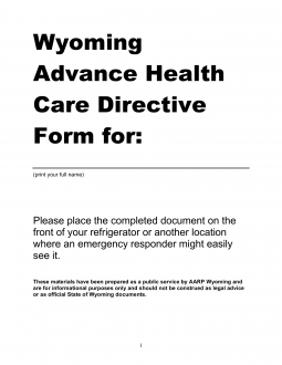 Wyoming Advance Directive Form