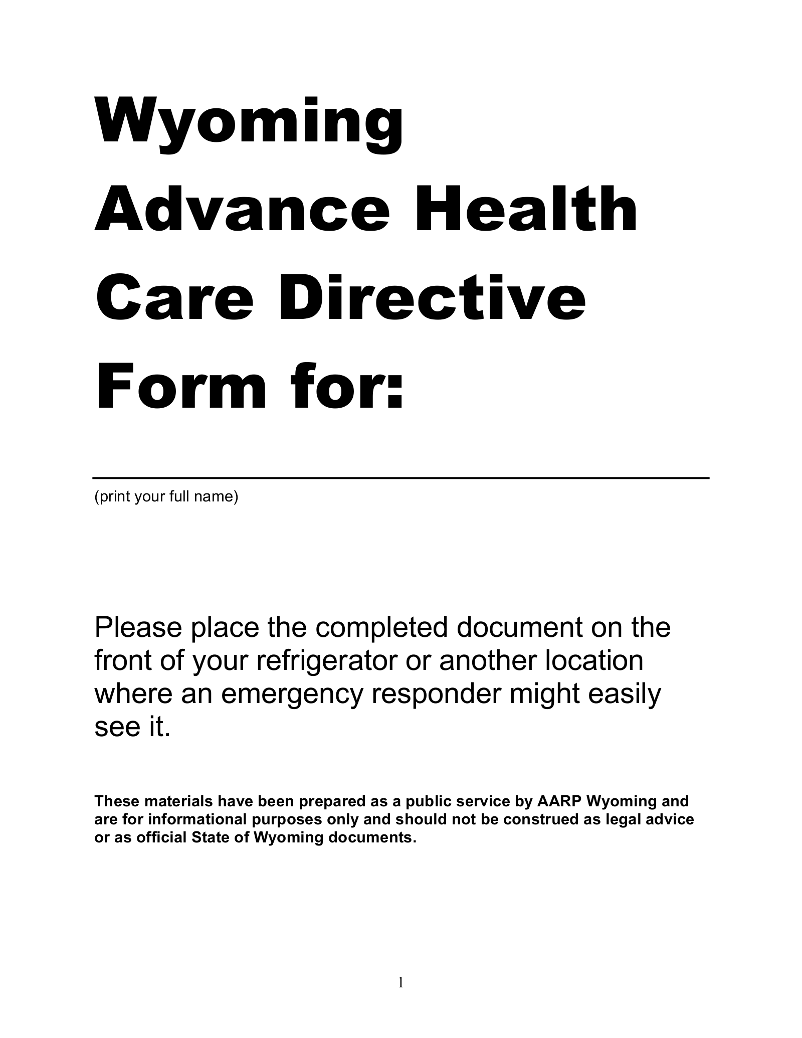 Wyoming Advance Directive Form