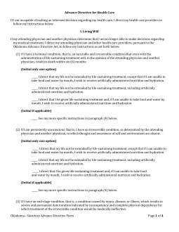 Oklahoma Advance Directive Form