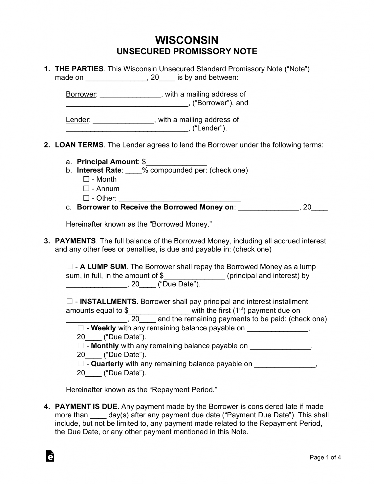 Promissory Note Loan Template