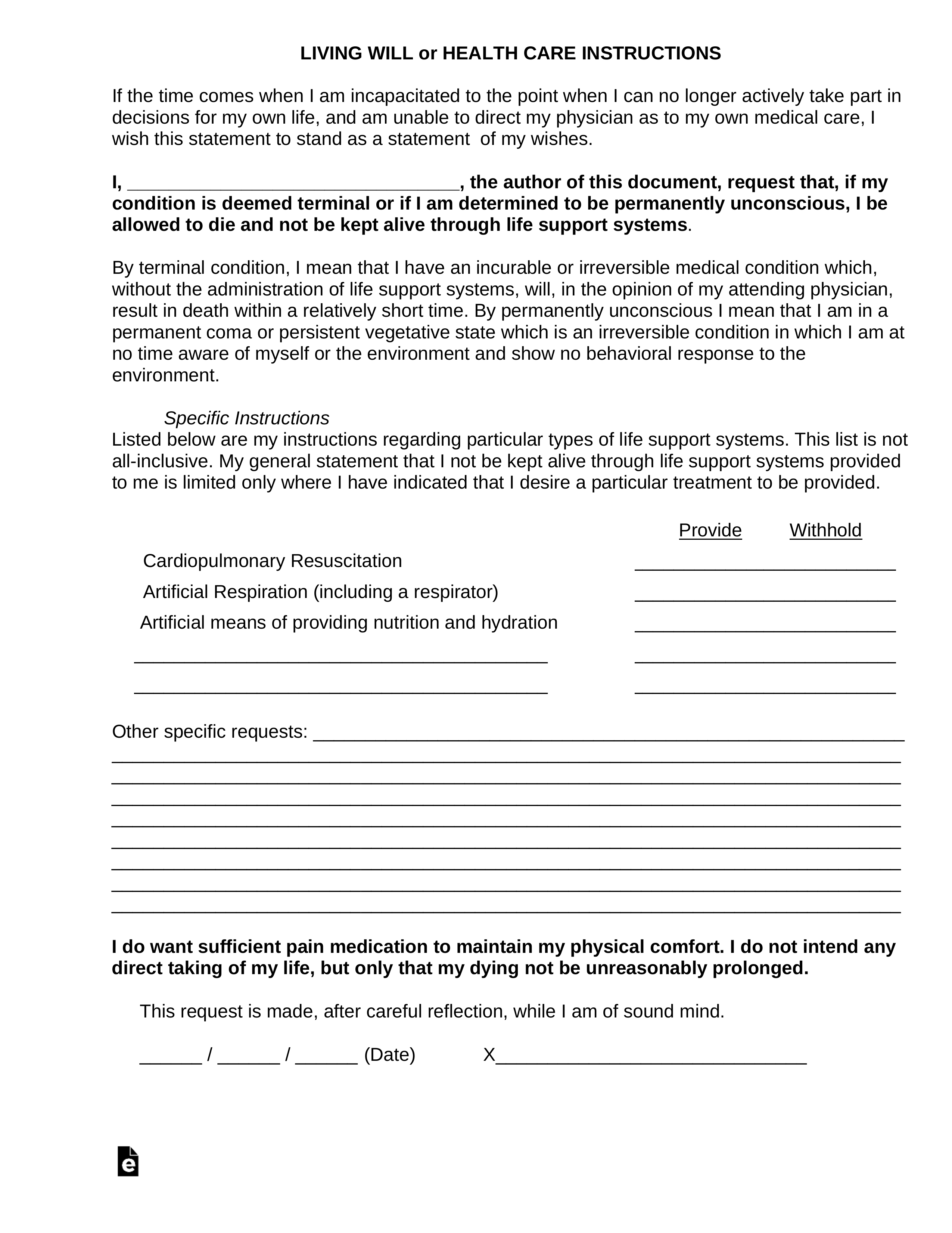 Free Connecticut Living Will FormRemoval of Life Support System PDF
