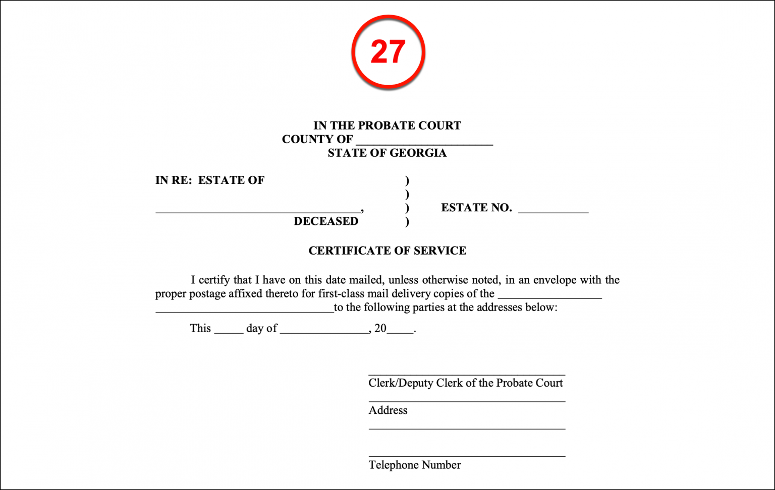 Free Small Estate Affidavit Petition for Order Declaring No