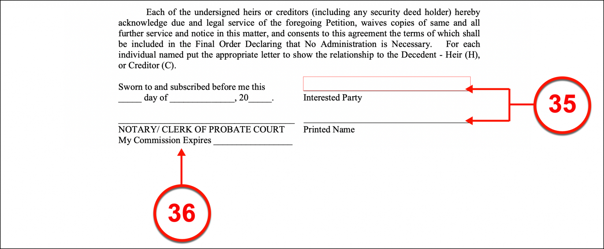 Free Small Estate Affidavit Petition for Order Declaring No