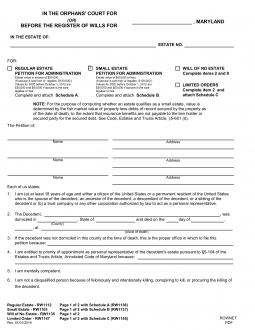 Maryland Small Estate Affidavit | Form RW1103