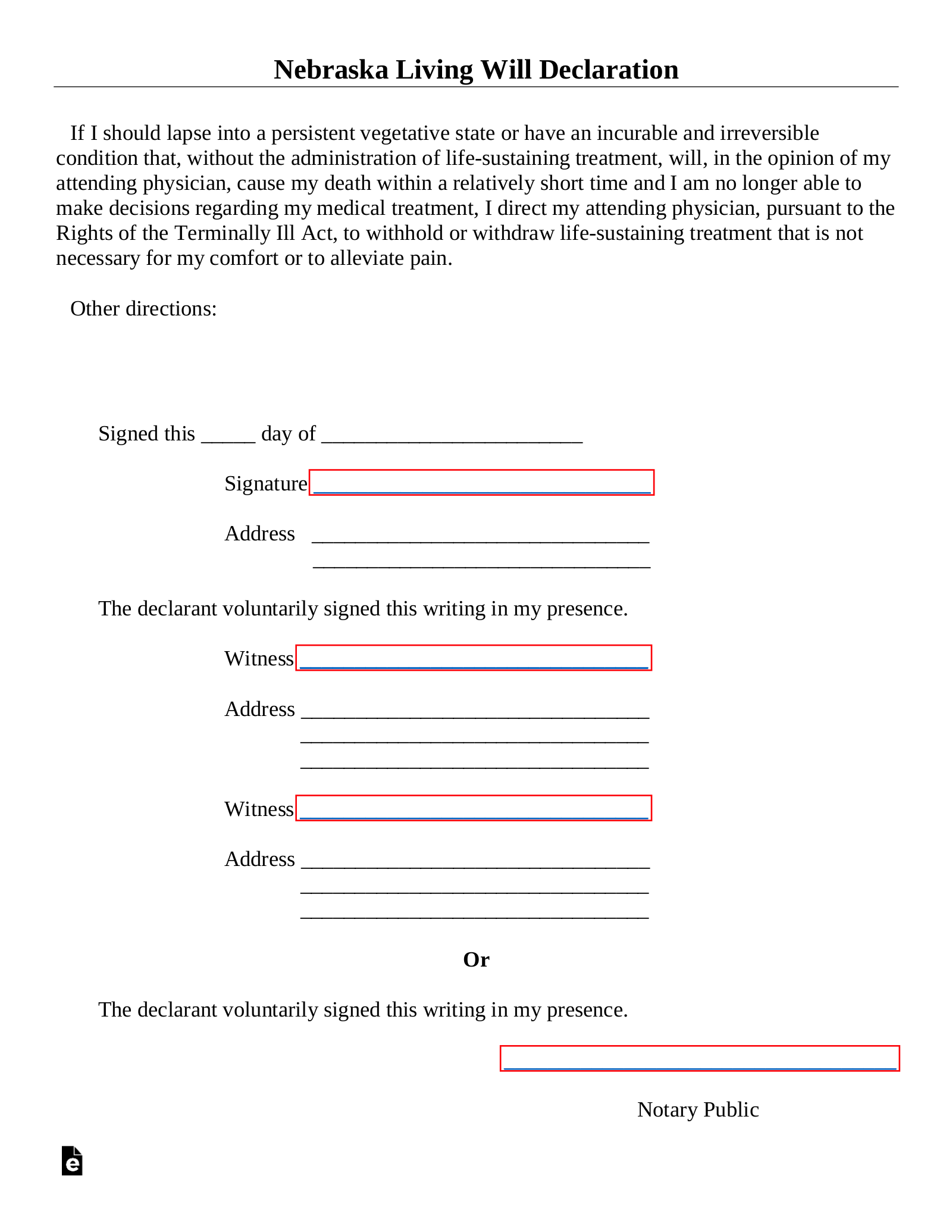 Free Printable Will Forms Nebraska Printable Forms Free Online