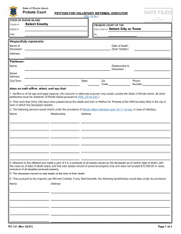 Rhode Island Small Estate Affidavit | Form PC-1.9