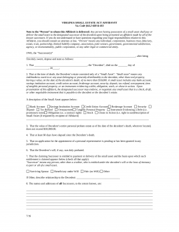 Virginia Small Estate Affidavit Form