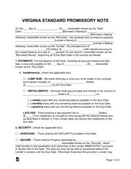Virginia Promissory Note Templates (2)