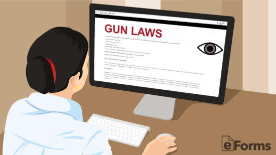 person researching gun laws on computer