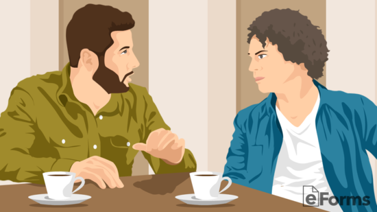 seller and potential buyer in conversation over coffee