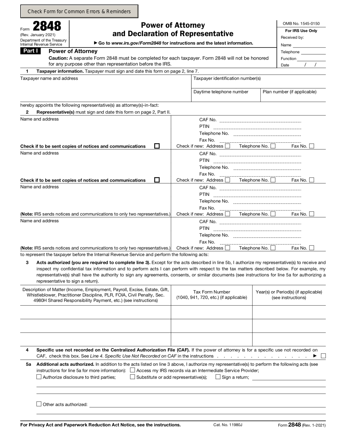 Ia 2848 Poa Form