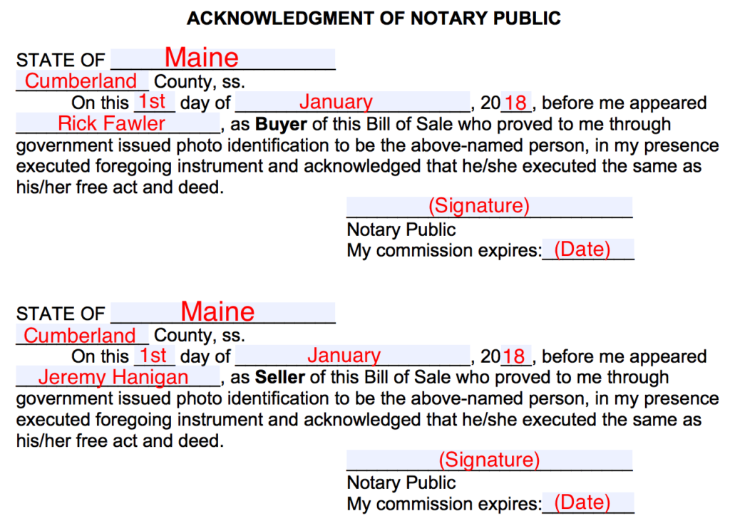 notarized bill of sale motorcycle
