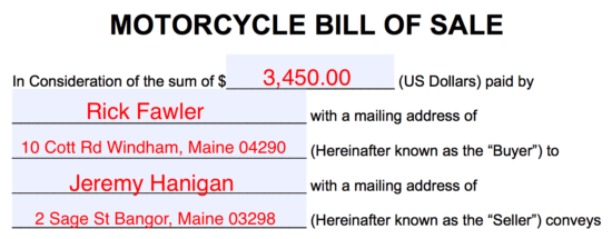 Motorcycle Sales Receipt Template Uk