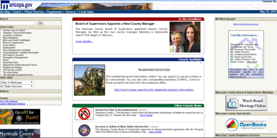page showing maricopa.gov 