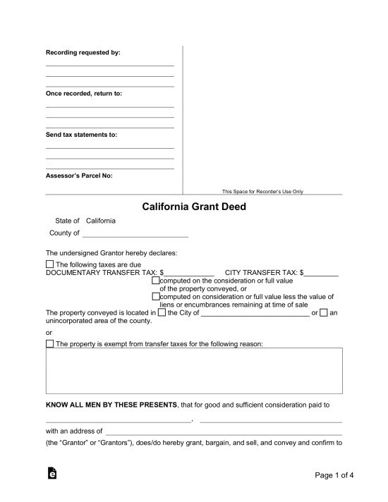 Free California General Warranty Deed Form - PDF | Word – eForms