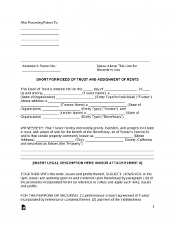 California Deed of Trust Form