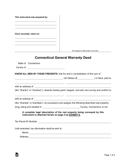 Connecticut General Warranty Deed Form