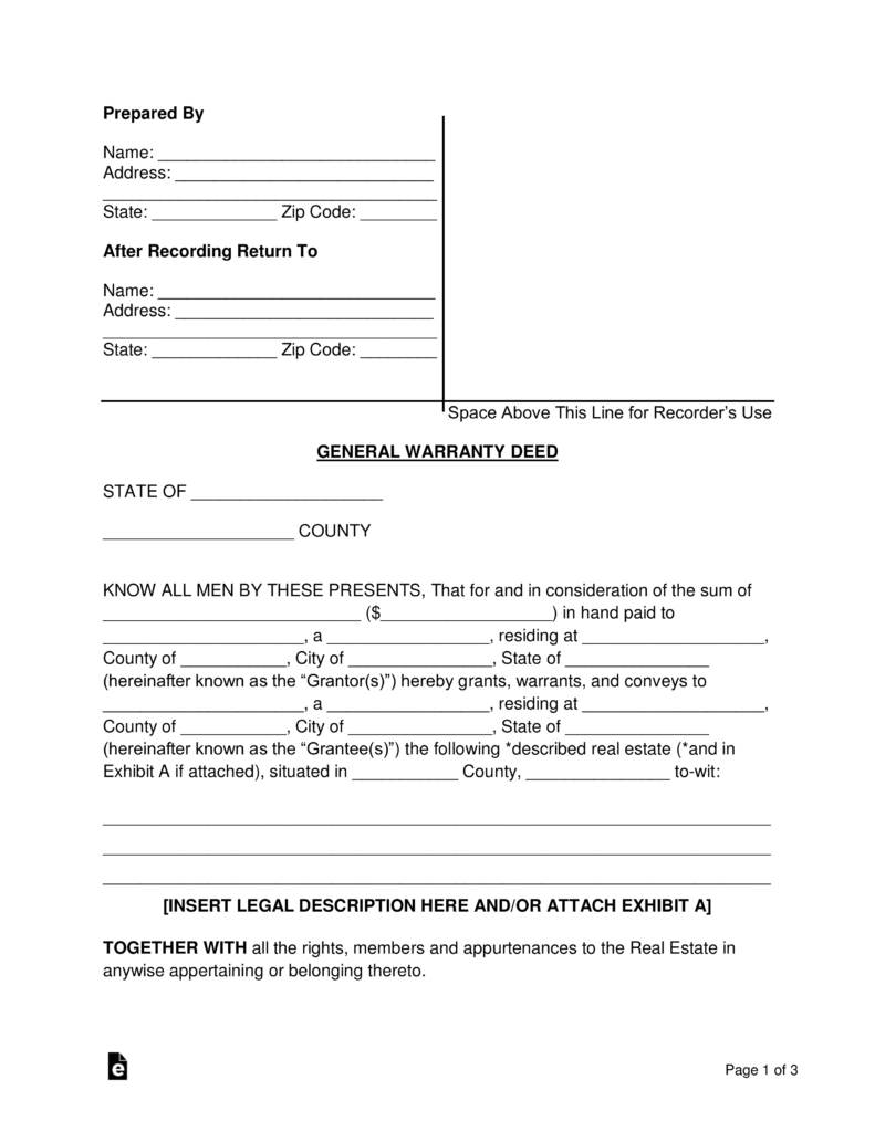 Printable Warranty Deed Forms Printable Forms Free Online