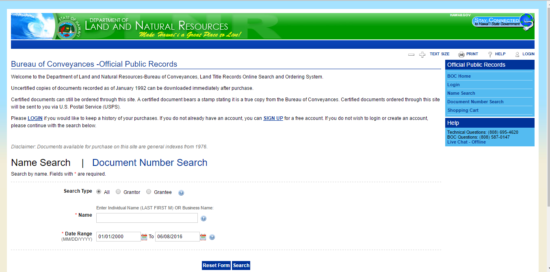 Hawaii Bureau of Conveyances official public records search