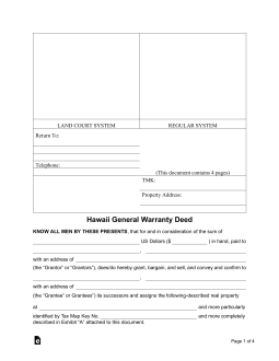 Hawaii General Warranty Deed Form