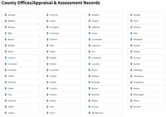 Screenshot of county offices/appraisal & assessment records page