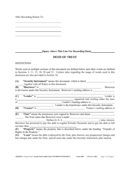 Arizona Trust Deed Form