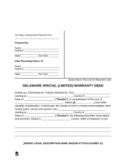 Delaware Special Warranty Deed Form