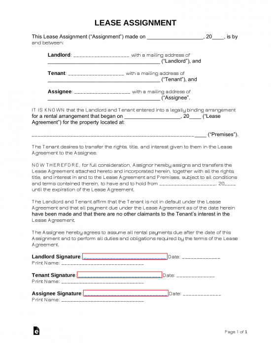 assignment of lease cost