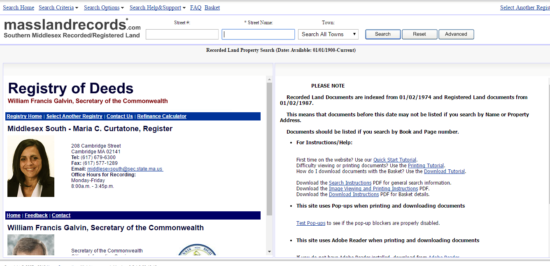 massachusetts registry of deeds search 