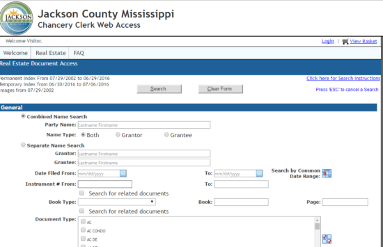 jackson county chancery clerk search page
