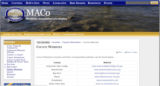 montana association of counties website list