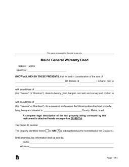 Maine General Warranty Deed Form